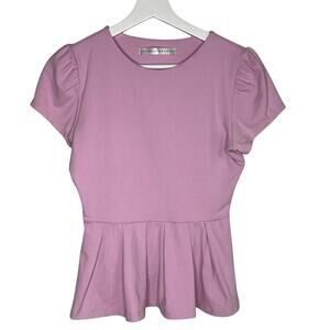 Susana Monaco Pale Purple Peplum Short Sleeve Top Women's Size XS
